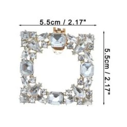 Unique Bargains Women's Rhinestone Shoe Buckle 2.17"x2.17" Gold Tone 2 Pcs