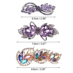 Unique Bargains Women's Hair Barrettes Shining Rhinestone Flower Butterfly Flower Shape Hair Clip Spring Hairpin 3Pcs