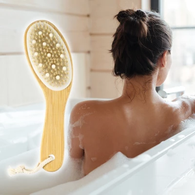 Unique Bargains Back Scrubber For Shower Bathing Body Brush With Bristles Shower Brush With Long Handle For Skin Exfoliating Beige 1 Pc 4 Unique Bargains Back Scrubber For Shower Bathing Body Brush With Bristles Shower Brush With Long Handle For Skin Exfoliating Beige 1 Pc - Image 4