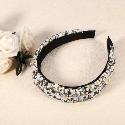 Unique Bargains Women's Floral Ruched Non-slip Pearl Headbands Black 1 Pc 5 Unique Bargains Women's Floral Ruched Non-slip Pearl Headbands Black 1 Pc - Image 5