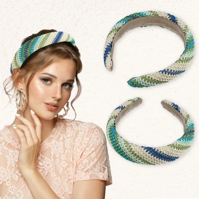 Unique Bargains Women's Bohemian Style Straw Rattan Sponge Headband Green Orange 2 Pcs 2 Unique Bargains Women's Bohemian Style Straw Rattan Sponge Headband Green Orange 2 Pcs - Image 2
