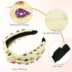 Unique Bargains Girl's Rhinestone Retro Knotted Non-slip Wide Headband Beige 5.12"x1.26" 1 Pc -UNIQUE BARGAIN Shop GUEST a4688eb0 6291 4bd2 ab23 09b887a1029c