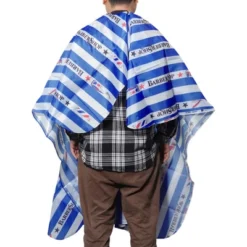 Unique Bargains Fashion Hair Cutting Cape 60.24"x54.72" Blue White 1 Pc