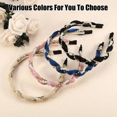 Unique Bargains Women's Rhinestone Pearl Wrap Fabric Faux Pearl Headband 5 Unique Bargains Women's Rhinestone Pearl Wrap Fabric Faux Pearl Headband - Image 5