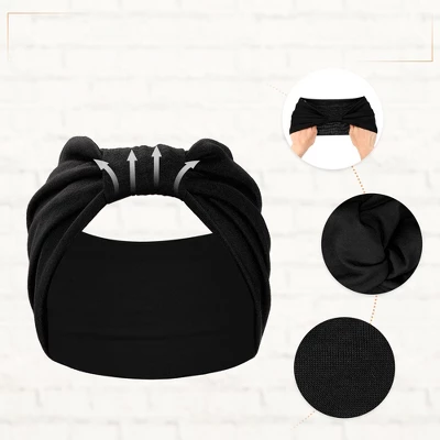 Unique Bargains Women's Yoga Hair Scarfs Bohemia Head Wraps 5.31" Wide Black 4 Pcs 3 Unique Bargains Women's Yoga Hair Scarfs Bohemia Head Wraps 5.31" Wide Black 4 Pcs - Image 3