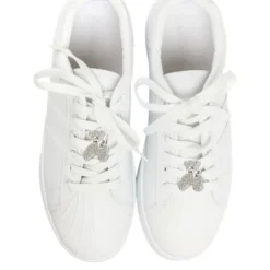 Unique Bargains Rhinestone Bears Shoelace Charms Silver Tone 1 Pair