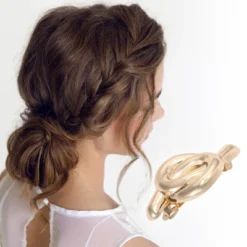 Unique Bargains Grace Irregular Hair Clips Gold Tone 1 Pc