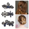 Unique Bargains 3 Pcs Hair Clips Hair Accessories For Women Hair Barrettes Sparkly Rhinestones Hairpin Blue Black
