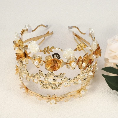 Unique Bargains Women's Alloy Metal Flower Shape Headbands Gold Tone 4.92"x1.18" 4 Pcs 5 Unique Bargains Women's Alloy Metal Flower Shape Headbands Gold Tone 4.92"x1.18" 4 Pcs - Image 5