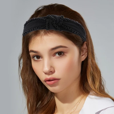Unique Bargains Women's Bling Pearl Knotted Headband Accessories Hairband 1.18 Inch Wide 1 Pc 1 Unique Bargains Women's Bling Pearl Knotted Headband Accessories Hairband 1.18 Inch Wide 1 Pc
