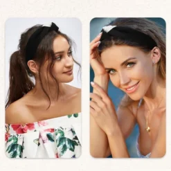 Unique Bargains Women's Top Knotted Fashion Elastic Wide Headband Black White 1 Pc