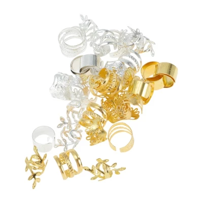 Unique Bargains Hollow Different Style Hair Cuffs Dreadlock Gold Tone Silver Tone 40 Pcs 4 Unique Bargains Hollow Different Style Hair Cuffs Dreadlock Gold Tone Silver Tone 40 Pcs - Image 4