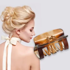 Unique Bargains Women's 3.07" Claw Clip Hair Accessories No Slip Grip Plastic Brown 1 Pc