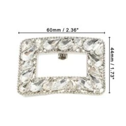 Unique Bargains Women's Square Rhinestone Wedding Shoe Clips Silver Tone 2 Pcs
