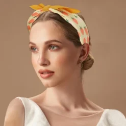 Unique Bargains Girl's Elegant Flower Headbands 6.30"x4.72"x2.05" Orange Yellow 1 Pc