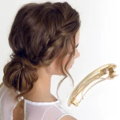 Unique Bargains Solid Oval Hair Clips Gold Tone 1 Pc