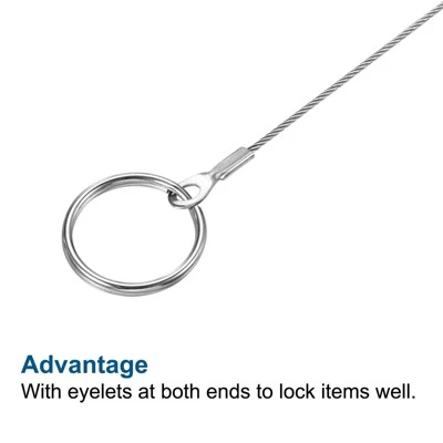 Unique Bargains Stainless Steel Lanyard Cables Eyelets Ended Security Wire Rope With Key Ring 3 Unique Bargains Stainless Steel Lanyard Cables Eyelets Ended Security Wire Rope With Key Ring - Image 3