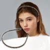 Unique Bargains Women's Hairband 2 Rows Rhinestone Headband 0.31 Inch Wide 1 Pc
