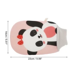 Unique Bargains Bow Panda Shower Gloves For Bathroom 9.06"x5.51" Pink 1 Pc