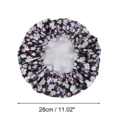 Unique Bargains Women's Flowers Bath Cap Pink Purple 1 Pc