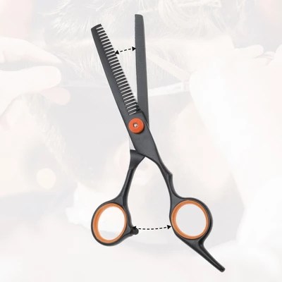 Unique Bargains Tooth Shears Haircut Scissors Orange Black 1 Pc 3 Unique Bargains Tooth Shears Haircut Scissors Orange Black 1 Pc - Image 3