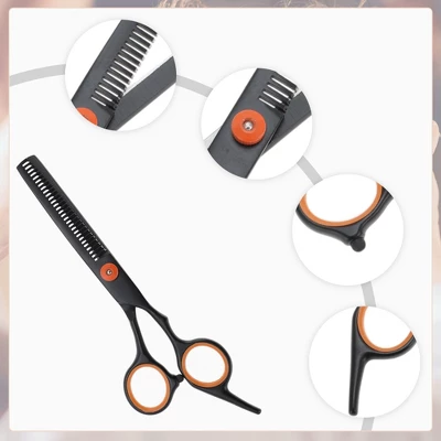 Unique Bargains Tooth Shears Haircut Scissors Orange Black 1 Pc 2 Unique Bargains Tooth Shears Haircut Scissors Orange Black 1 Pc - Image 2