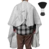 Unique Bargains Fashion Hair Cutting Cape With Brush 62.99"x55.12" Black White 1 Set