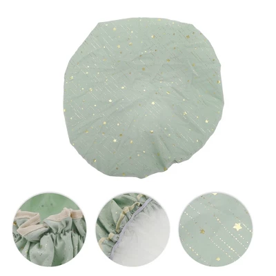 Unique Bargains Double Layer Gold Stars Shower Cap Green 1 Pc 2 Unique Bargains Double Layer Gold Stars Shower Cap Green 1 Pc - Image 2