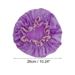 Unique Bargains Double Layer Solid Color Shower Cap Purple 1 Pc