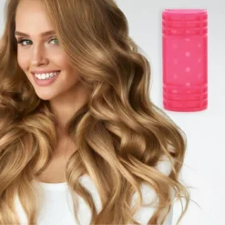 Unique Bargains Women's Heatless Voluminous Hair Roller 2.68"x1.18" Rose Red 8pcs