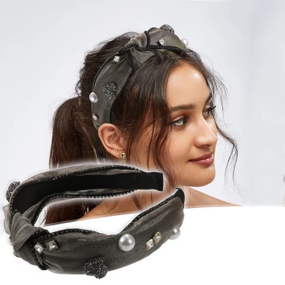 Unique Bargains Women's Sparkle Bling Mesh Faux Pearl Rhinestone Padded Headband 1.3 Inch Wide 1 Pc 1 Unique Bargains Women's Sparkle Bling Mesh Faux Pearl Rhinestone Padded Headband 1.3 Inch Wide 1 Pc