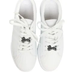 Unique Bargains Base X-Shaped Bow Shoelace Charms Black 1 Pair