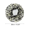Unique Bargains Women Double Layer Leopard Shower Cap Black White 1 Pc