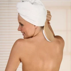 Unique Bargains Curved Handle Bath Brush 9.84" Length White 1 Pc