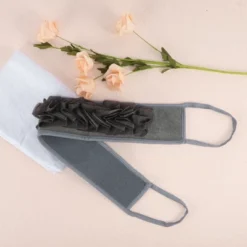 Unique Bargains Bath Flowers Double Side Body Scrub Towel 22.83"×5.54" 1 Pc