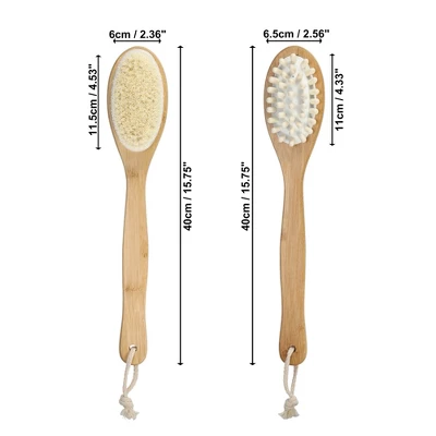Unique Bargains Double-Side Long Handle Bath Brush For Shower 15.75" Length Beige 1 Pc 3 Unique Bargains Double-Side Long Handle Bath Brush For Shower 15.75" Length Beige 1 Pc - Image 3