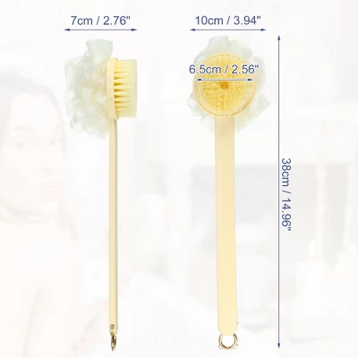 Unique Bargains Double-sided Long Handle With Bath Flower Bath Brush 14.96"x3.94"x2.76" 1 Pc 3 Unique Bargains Double-sided Long Handle With Bath Flower Bath Brush 14.96"x3.94"x2.76" 1 Pc - Image 3