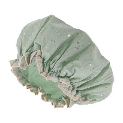 Unique Bargains Double Layer Gold Stars Shower Cap Green 1 Pc 3 Unique Bargains Double Layer Gold Stars Shower Cap Green 1 Pc - Image 3