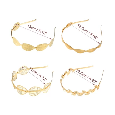 Unique Bargains Women's Alloy Metal Leaf Shape Headbands Gold Tone 5.12"x1.06" 4 Pcs 4 Unique Bargains Women's Alloy Metal Leaf Shape Headbands Gold Tone 5.12"x1.06" 4 Pcs - Image 4