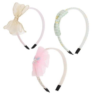 Unique Bargains Girl's Elegant Mesh Headbands 5.51"x4.72"x0.55" Pink Beige Green 3 Pcs 3 Unique Bargains Girl's Elegant Mesh Headbands 5.51"x4.72"x0.55" Pink Beige Green 3 Pcs - Image 3