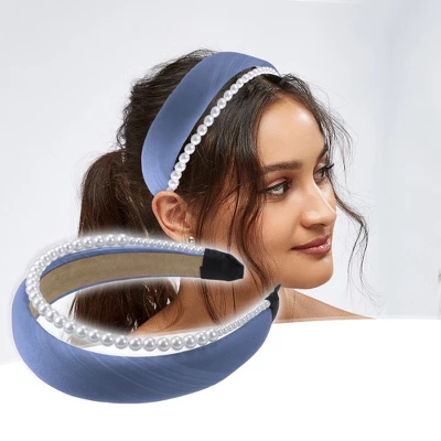 Unique Bargains Women's Fashion Double Layer Faux Pearl Sponge Headband 1.46 Inch Wide 1 Pc 1 Unique Bargains Women's Fashion Double Layer Faux Pearl Sponge Headband 1.46 Inch Wide 1 Pc