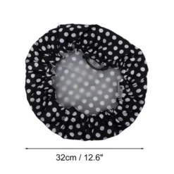 Unique Bargains Women's Dots Pattern Shower Cap White Black 1 Pc