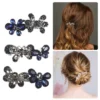 Unique Bargains Women's Bling Rhinestones Hair Clips Accessories Barrettes Hairpin Blue Black 3 Pcs