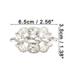 Unique Bargains Women's Rhinestone Shoe Buckle 2.56"x1.38" Silver Tone 2 Pcs