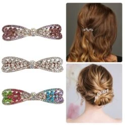 Unique Bargains Women's Hair Clips Hair Accessories Barrettes Sparkly Rhinestones Hairpin 3 Pcs