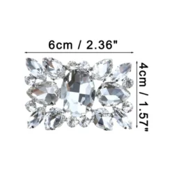 Unique Bargains Women's Rhinestone Shoe Buckle 2.36"x1.57" Silver Tone 2 Pcs