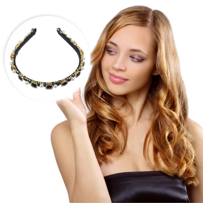 Unique Bargains Women's Bling Faux Pearl Sparkle Rhinestone Padded Headband 0.59 Inch Wide 1 Pc 5 Unique Bargains Women's Bling Faux Pearl Sparkle Rhinestone Padded Headband 0.59 Inch Wide 1 Pc - Image 5