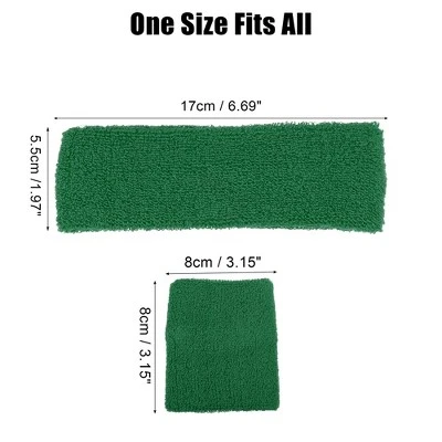 Unique Bargains Stretchy Cotton Blend Sweat Absorbing Sport Headband Wristband Grass Green 3 Pcs 3 Unique Bargains Stretchy Cotton Blend Sweat Absorbing Sport Headband Wristband Grass Green 3 Pcs - Image 3