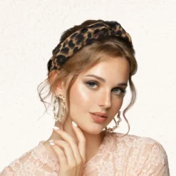 Unique Bargains Women's Leopard Pattern Knotted Headbands 1 Pc Coffee