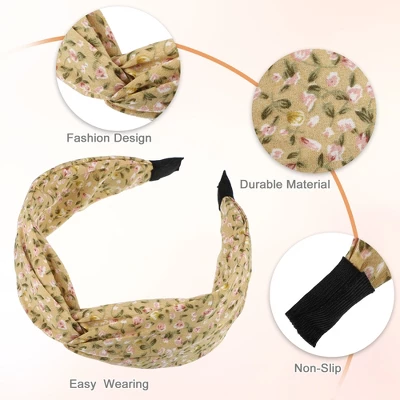 Unique Bargains Girl's Retro Little Flower Knotted Non-slip Wide Headband Yellow 5"x2.09" 1 Pc 3 Unique Bargains Girl's Retro Little Flower Knotted Non-slip Wide Headband Yellow 5"x2.09" 1 Pc - Image 3